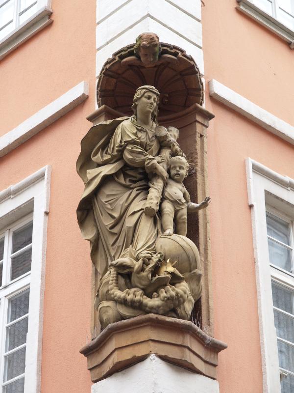Heidelberg, Germany: 137 Hauptstrasse: Madonna and Child (c 1720, original in museum since 1983)