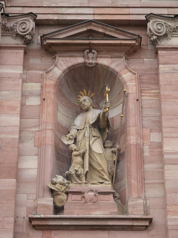 Heidelberg, Germany: Jesuitenkirche: holy man (facade 1749-1759, Franz Wilhelm Rabliatti)