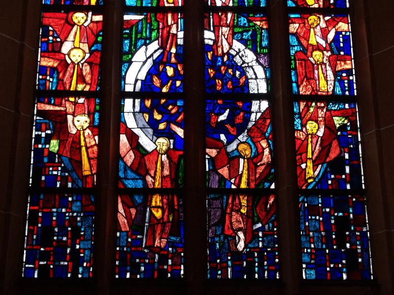 Heidelberg, Germany: Heiliggeistkirche: Lamb and the Book with the Seven Seals, bottom part (1965, artist Gottfried von Stockhausen)