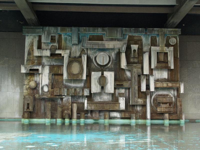 Brussels, Belgium: Tour du Midi: fountain (1962-1967)
