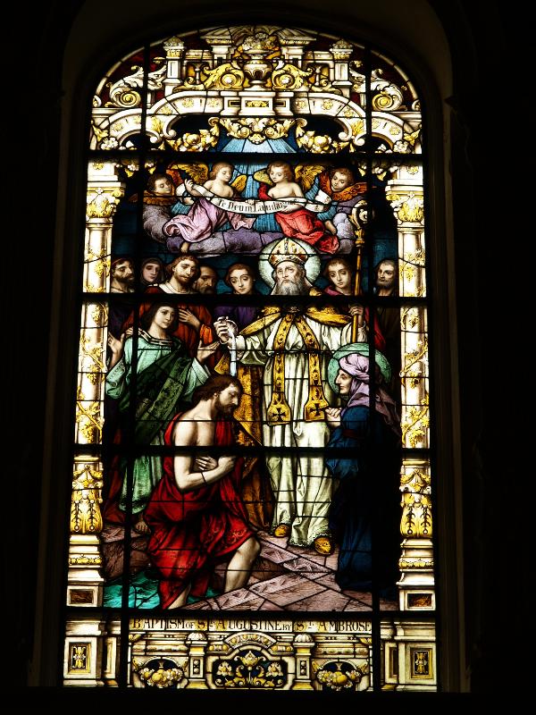 St Augustine, Florida (FL): Cathedral-Basilica: Baptism of St Augustine by St Ambrose (1909, Mayer Studios of Munich)