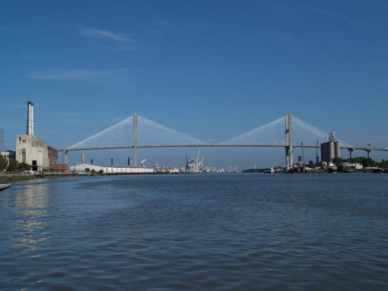 Savannah, Georgia (GA): Talmadge Memorial Bridge: view (1988-1991, T. Y. Lin International, Man-Chung Tang)