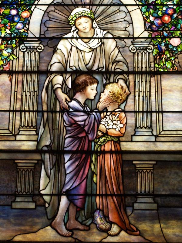 Richmond, Virginia (VA): St Paul's Episcopal Church: The Kiss of Charity (installed 1916, Tiffany Studios)