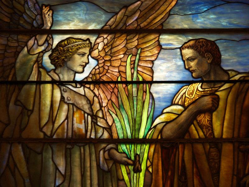 Richmond, Virginia (VA): St Paul's Episcopal Church: Cornelius and the Angel, detail (installed between 1925 and 1928, Tiffany Studios)
