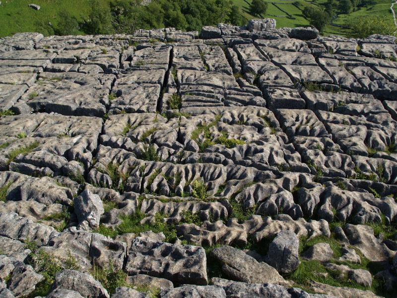 Malham, England: Malham Cove: limestone rocks on top