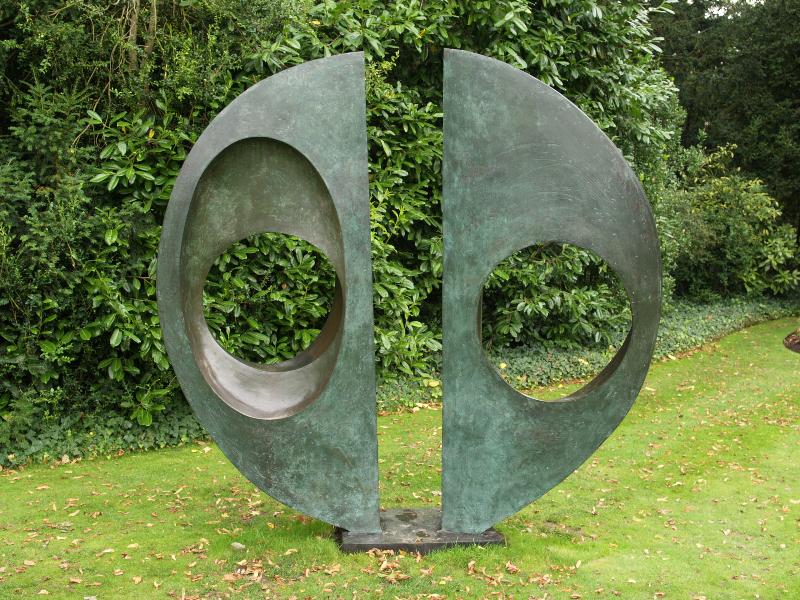 Cambridge, England: Clare College: Two Forms (Divided Circle) (1969, Barbara Hepworth)