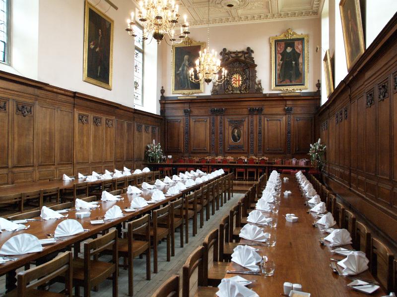Cambridge, England: Clare College: dining hall interior