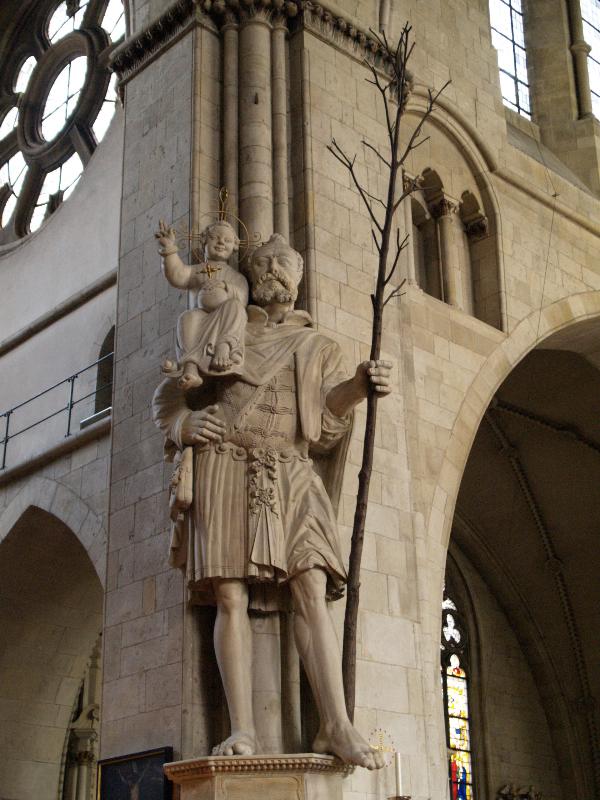 Munster, Germany: St Paul's Cathedral (St Paulus Dom): St Christopher with Christ Child on his shoulder (1627, Johann von Bocholt)