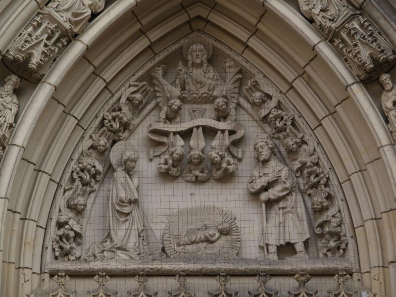 Munster, Germany: St Lamberti: tympanum, Birth of Christ (Bridal Portal)