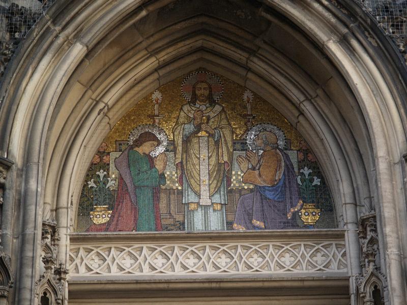 Munster, Germany: St Lamberti: mosaic, Communion (over west entrance)