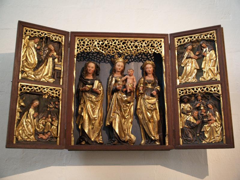 Munster, Germany: St Lamberti: triptych, scenes from life of Mary and Infancy of Christ (c 1500)