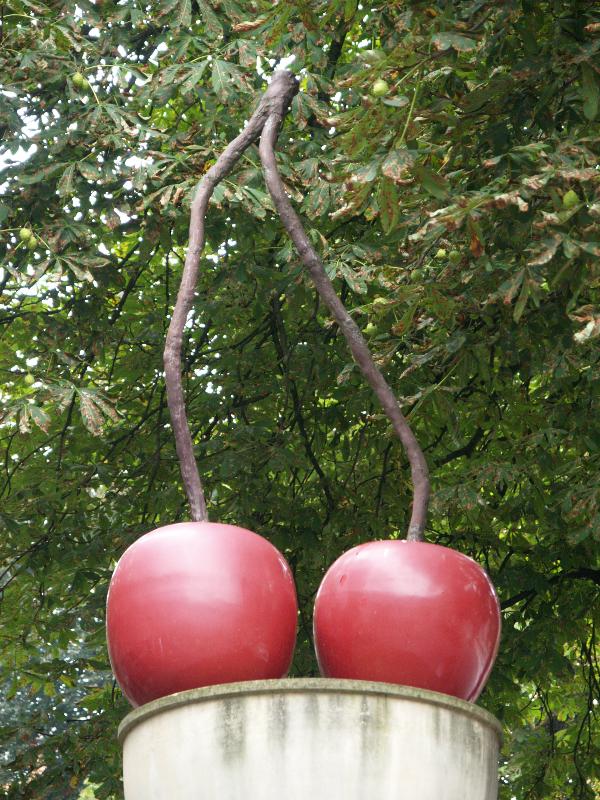 Munster, Germany: Harsewinkelplatz: Cherry Pillar (1987, Thomas Schutte)