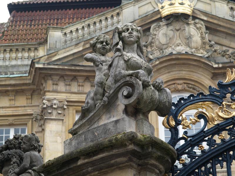 Munster, Germany: Salzstrasse, Erbdrostenhof: gate sculpture (1753-1757, architect Johann Conrad Schlaun)
