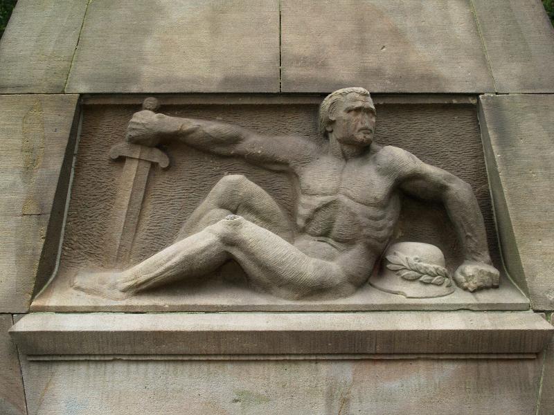 Munster, Germany: Promenade: WWI memorial, soldier