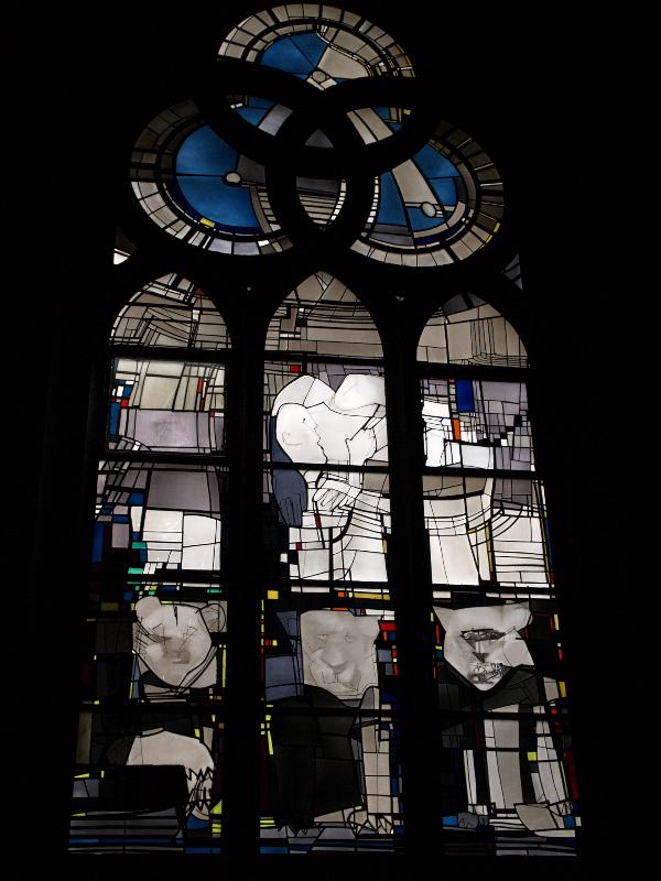 Munster, Germany: St Paul's Cathedral (St Paulus Dom): Daniel in den of lions (1985-1990, Georg Meistermann)