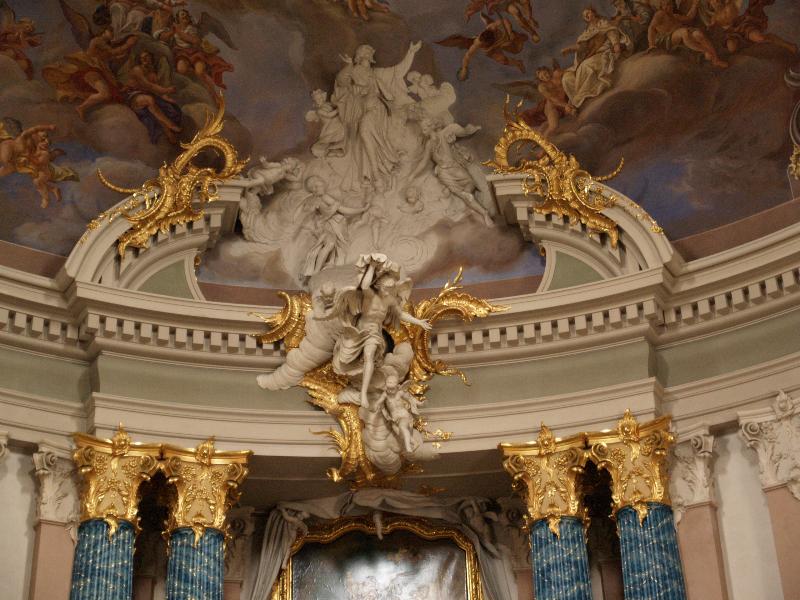 Munster, Germany: Clemenskirche: decoration over altar (1745-1753, architect Johann Conrad Schlaun)