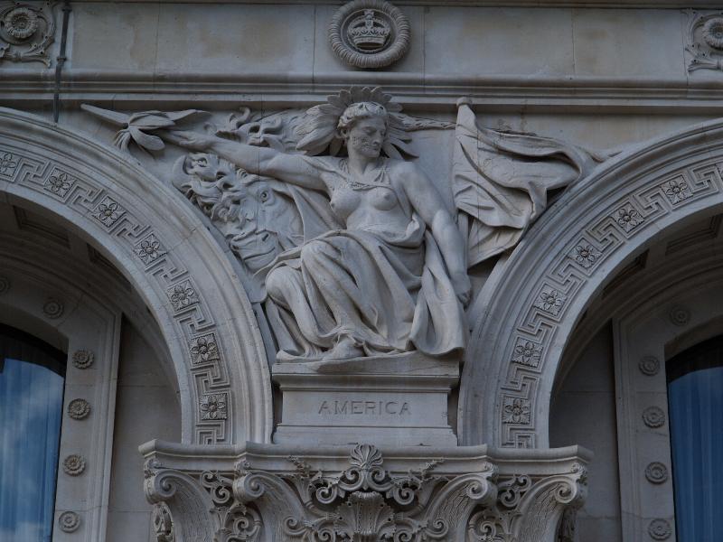 London, England: Whitehall, Foreign and Commonwealth Office: America (1861-1868, sculptor John Birnie Philip, architect George Gilbert Scott)