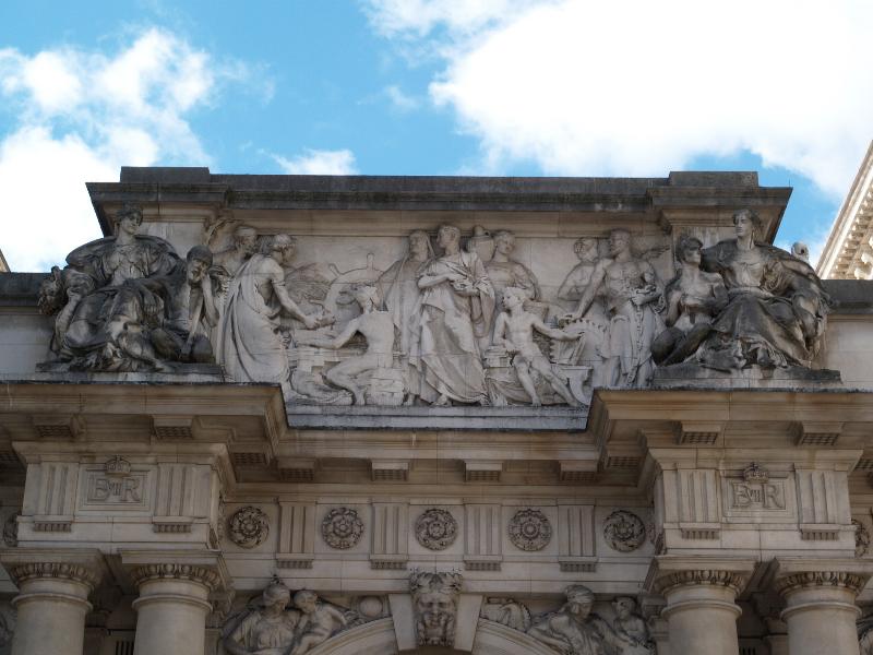London, England: Whitehall, Foreign and Commonwealth Office: Trade by Sea (1908, sculptor P. R. Montford, architect J.M. Brydon)