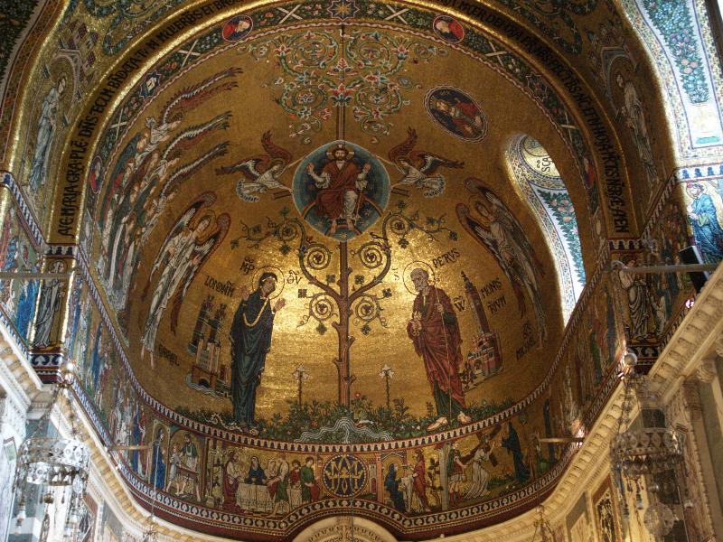 London, England: Westminster Cathedral: Lady Chapel, Tree of Life, 1913 (designed by Robert Anning Bell)