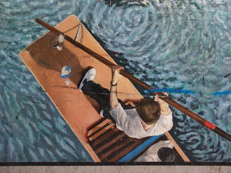 Cambridge, England: Elizabeth Way underpass: north tunnel, punting