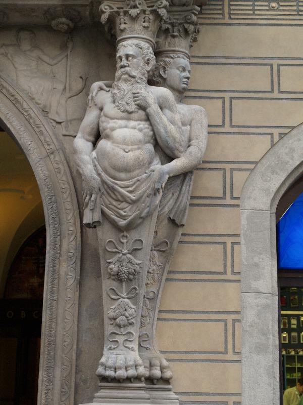 Brno, Czech Republic: Namesti Svobody (Freedom Square), Dum panu z Lipe (House of the Lords of Lipa) (also known as Schwanzuv palac): right column support (c 1589, architect Antonio Gabri, sculptor Giogio Gialdi)