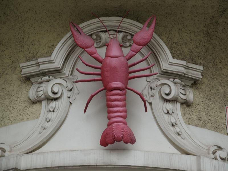Brno, Czech Republic: corner of Masarykova and Janska: red lobster
