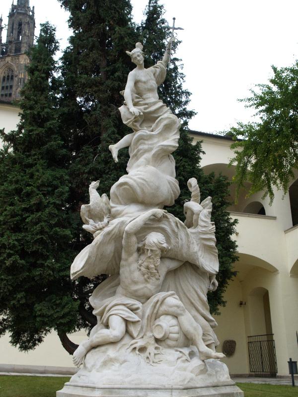 Brno, Czech Republic: Biskupsky dvur (Bishop's Courtyard), Moravske zemske muzeum (Moravian Museum): Merkurovy kasny (Mercury Fountain) (1693-1699, Ignac Bendl, moved here from Freedom Square in 1858)