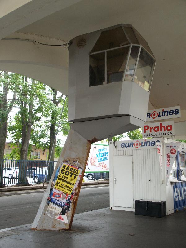 Brno, Czech Republic: Autobusove nadrazi (Bus Station): traffic stand (1948-1949, Bohuslav Fuchs)
