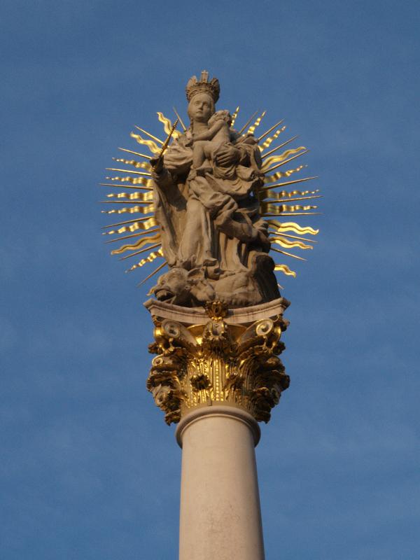 Brno, Czech Republic: Namesti Svobody (Freedom Square), Morovy sloup (Pillar of the Plague): Virgin Mary (1679, Jan Krtitel Erna)