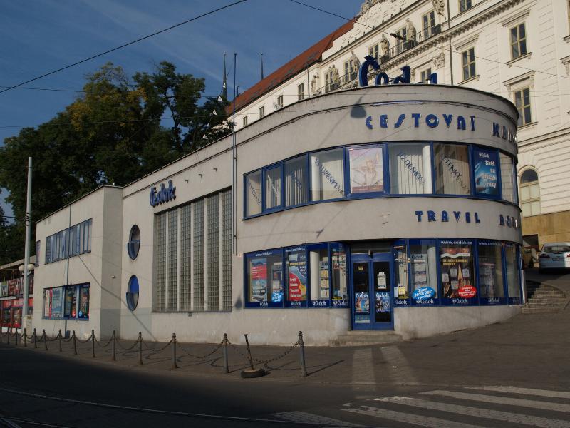 Brno, Czech Republic: Nadrazni, Cestovni kancelar CEDOK (Travel Agency Cedok): view (1928, Oskar Poriska, originally the headquarters of the Exhibition of Contemporary Culture in Czechoslovakia, and/or City Accomodation Office)