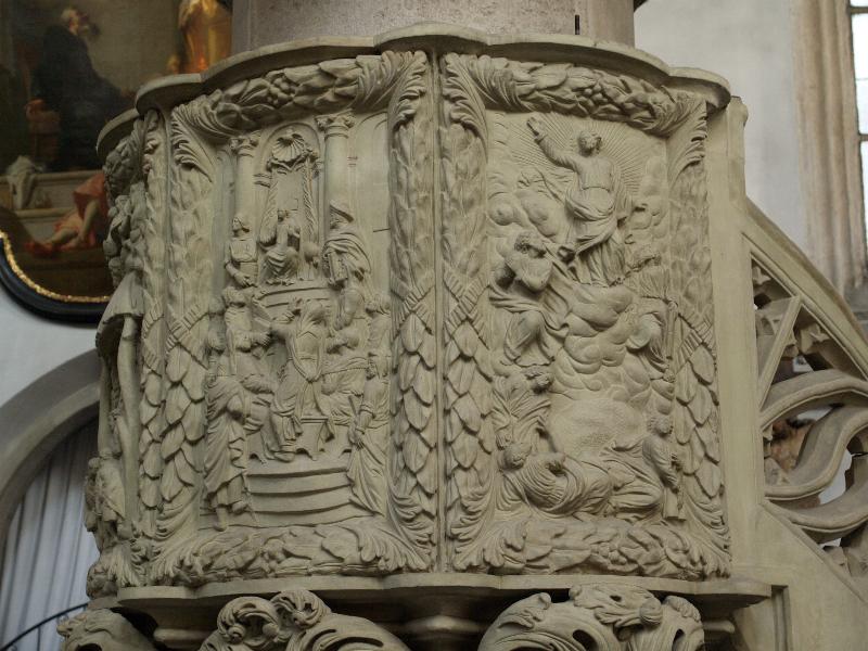 Brno, Czech Republic: Kostel sv. Jakuba (St James' Church): pulpit detail