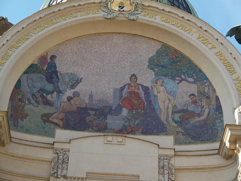 Prague, Czech Republic: Namesti Republiky, Obecni dum (Municipal House): Apotheosis of Prague (after painting by Karel Spillar)