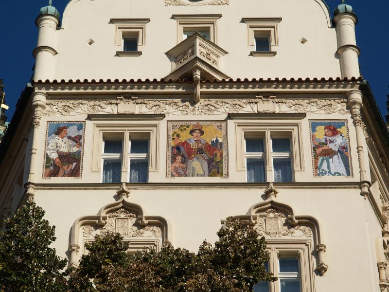 Prague, Czech Republic: U Obecniho domu, Hotel Pariz (Paris): facade (1904, Jan Vejrych)