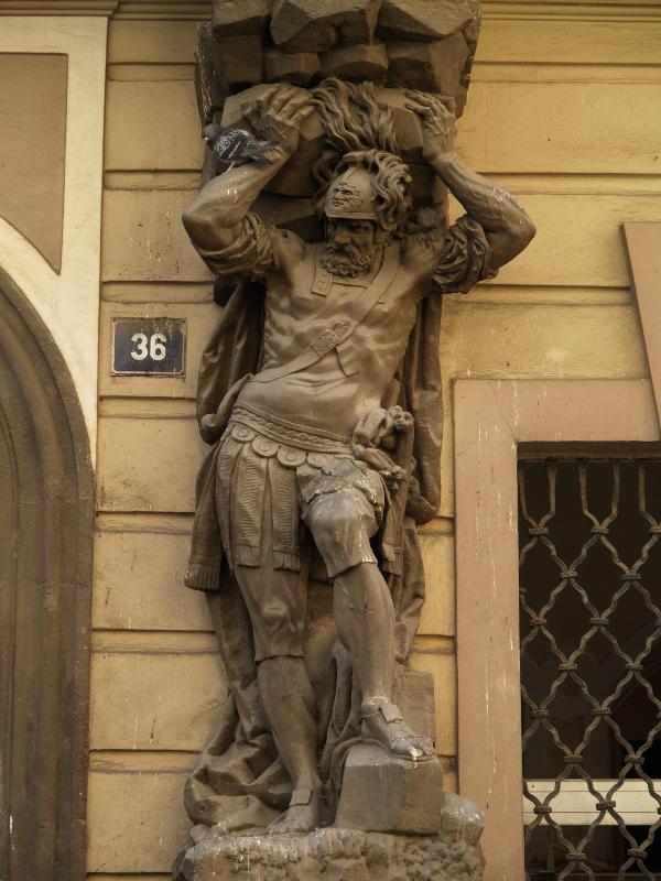Prague, Czech Republic: Celetna 36: male column support