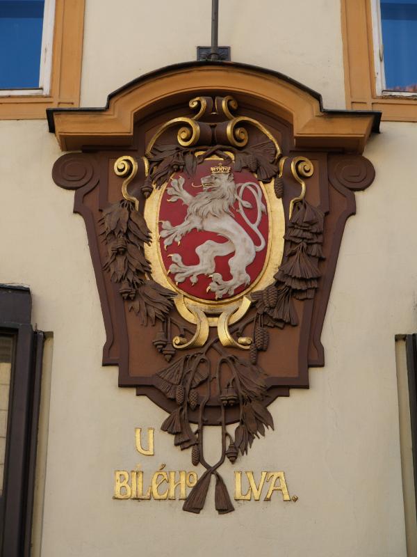 Prague, Czech Republic: Celetna, U bie/ho Iva (House at the White Lion): decoration over door