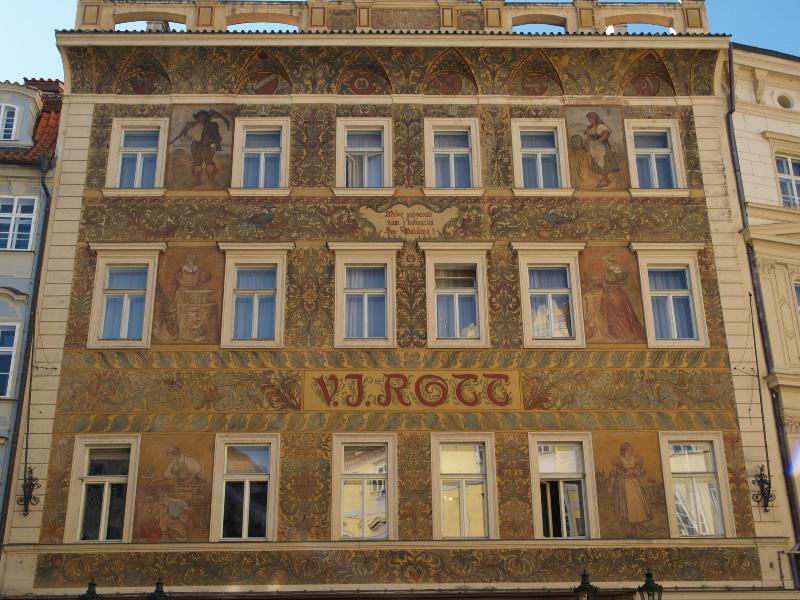 Prague, Czech Republic: Male namesti, V.J. Rott: wall mural (1896-1897, artist Mikolas Ales)
