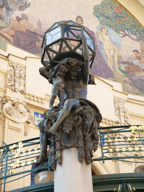 Prague, Czech Republic: Namesti Republiky, Obecni dum (Municipal House): lantern (1905-1912, Karel Novak)