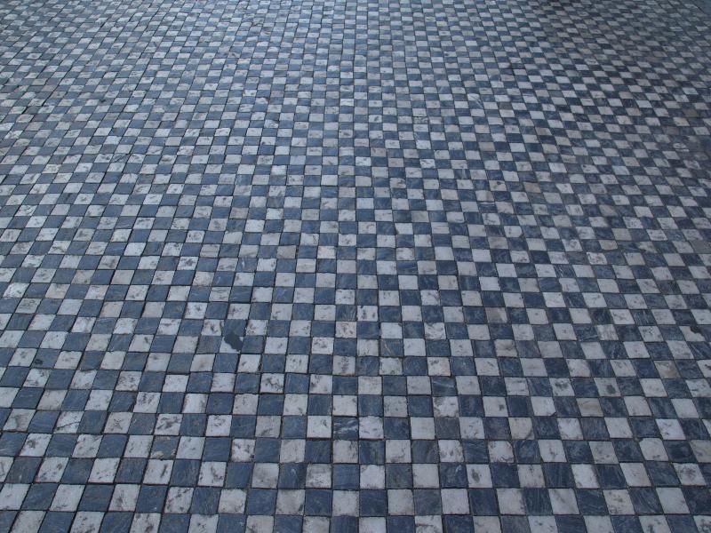 Prague, Czech Republic: Na Porici: black and white stone pavement