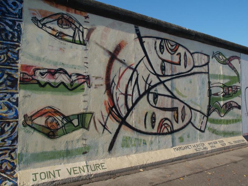 Berlin, Germany: East Side Gallery (Berlin Wall): Joint Venture (1990/2000/2009, Magaret Hunter)