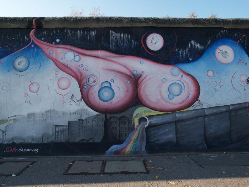 Berlin, Germany: East Side Gallery (Berlin Wall): Goetterdaemmerung (Twilight of the Gods) (1990/2009, Gerald Kriedner)