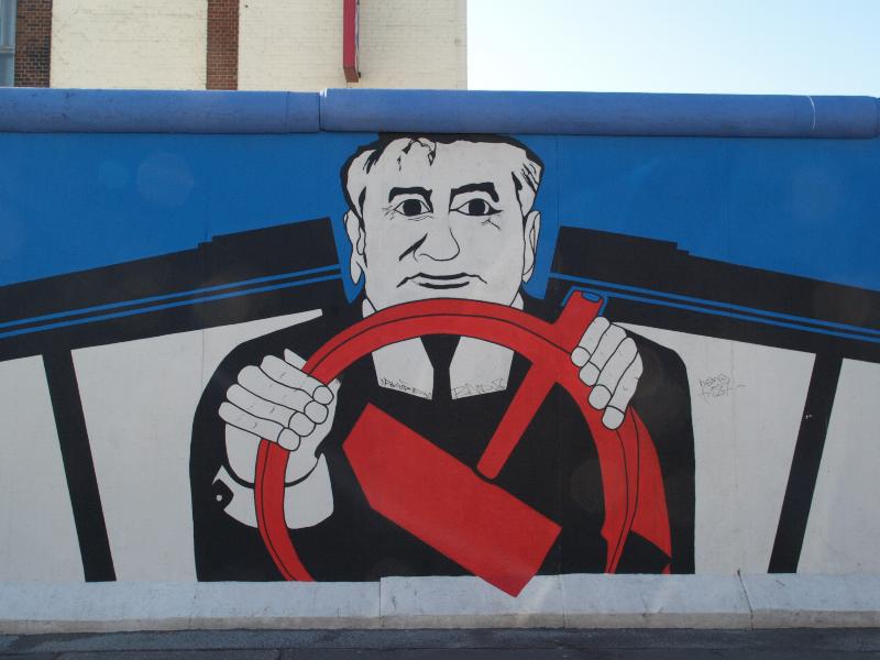 Berlin, Germany: East Side Gallery (Berlin Wall): Rauschebart (1990 Georg Lutz, copy 2009 by G. Schaefer)