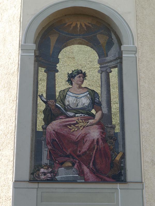 Berlin, Germany: Schiffbauerdamm 5: Muse (1892, architect Heinrich Seeling, mosaic made by Puhl and Wagner after cartoon by Max Koch)