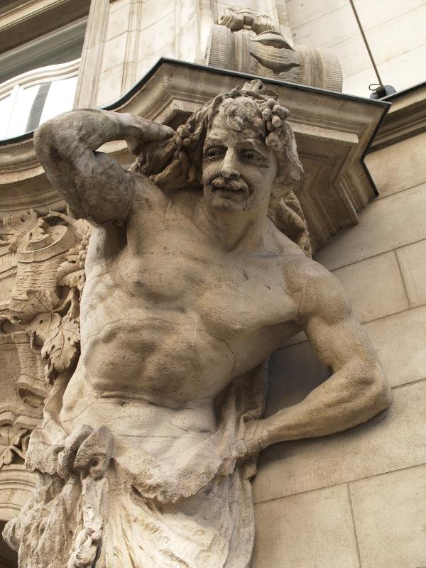 Berlin, Germany: Dorotheenstrasse, Hotel Splendid (formerly): male column support (1904, Gronau and Graul)