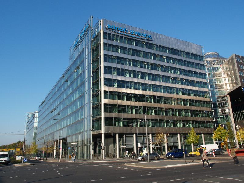 Berlin, Germany: Sanofi Aventis (Potsdamer Strasse) (part of Sony Center): view (1996-2000, architect Helmut Jahn)