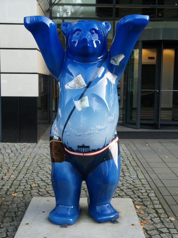 Berlin, Germany: Lennestrasse, Ulrich-von-Hassell-Haus: Euro Berlin bear (2004)