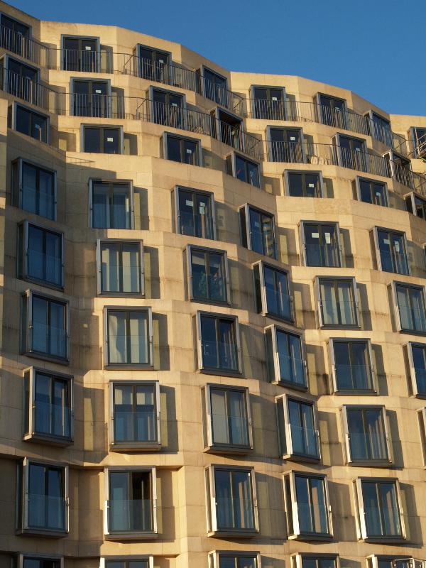 Berlin, Germany: Behrenstrasse, DZ Bank: facade (1996-1999, Frank Gehry)