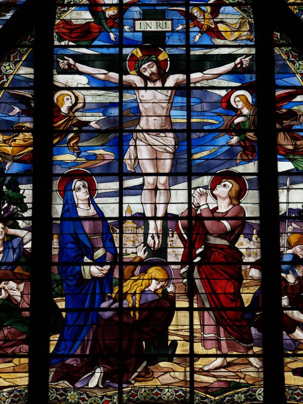 Paris, France: Rue des Abbesses, Eglise Saint-Jean-de-Montmartre: crucifixion, detail (1901, Leon Daumont-Tournel)