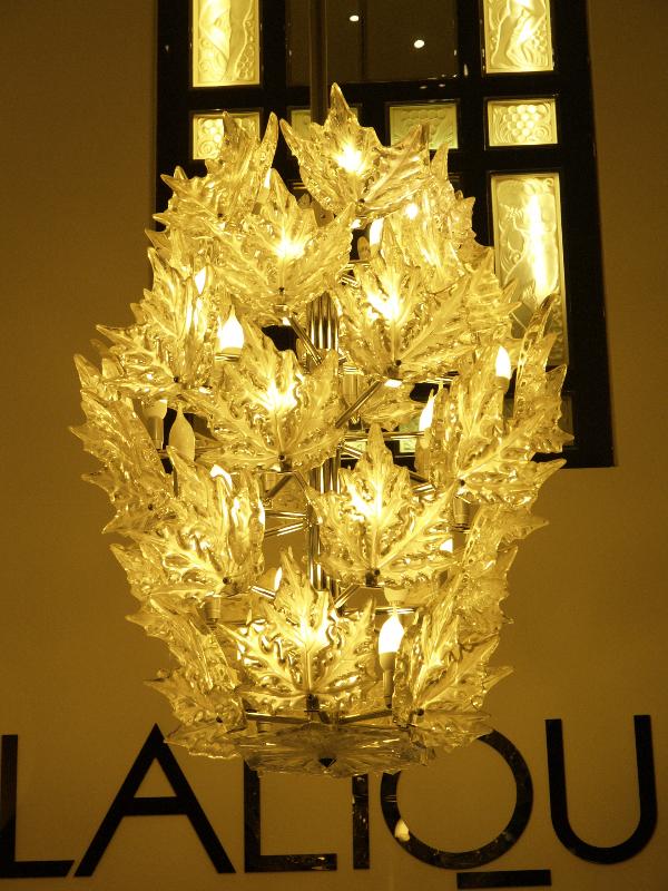 Paris, France: Louvre Museum: Lalique store, leaf chandelier