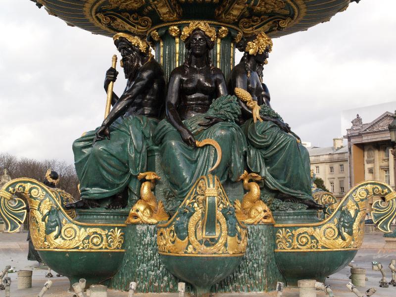 Paris, France: Place de la Concorde: Fountain of River Commerce and Navigation, base (1840, Jacques-Ignace Hittorff)