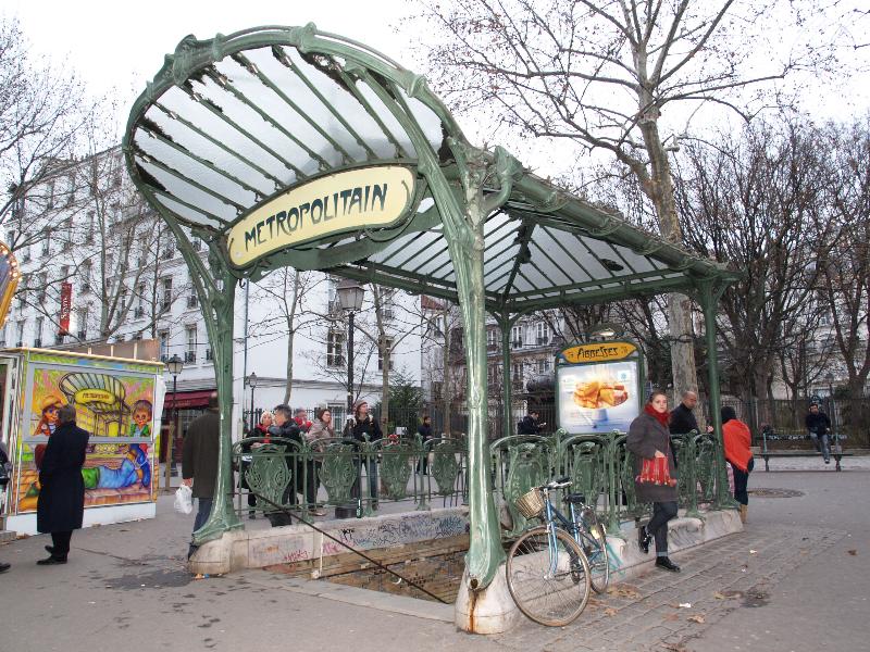 Paris, France: Rue des Abbesses, Abbesses metro station: view (architect Hector Guimard)